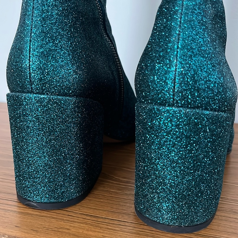 Dries Van Noten Ikat Glitter Block Heel Bootie Boots - Picture 14 of 16